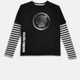 Pantaloons Junior Black Printed Full Sleeves T-Shirt-image-99