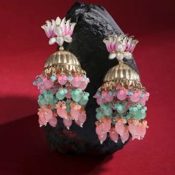 Zaveri Pearls Multicolor Meenakari Cluster Layered Jhumki Earrings-ZPFK15443-1