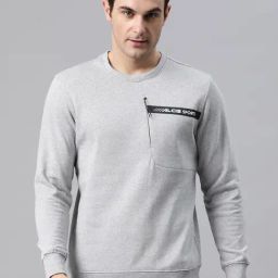 ALCIS Light Grey Regular Fit Printed Sweatshirt-16