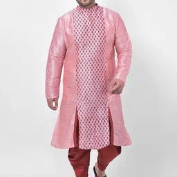 DEYANN PLUS Men Pink Ethnic Motifs Kurta-picture-23