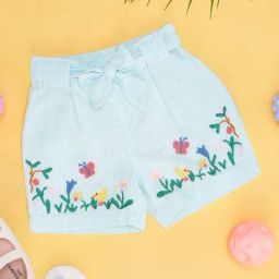 Pantaloons Baby Blue Cotton Embroidered Shorts-image-47
