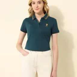 U.S. Polo Assn. Teal Cotton Regular Fit Polo T-Shirt-picture-9