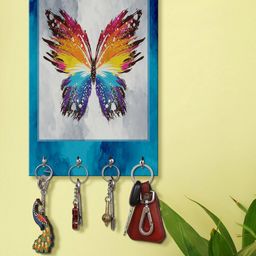 999Store Blue & Pink Butterfly Pattern Wooden Keyholder-15