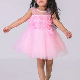 Titrit Pink Net Embellished Dress for Girls-picture-17