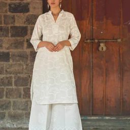 Chidiyaa Safed Salted Paper Ivory Block Printed Kurti-image-16