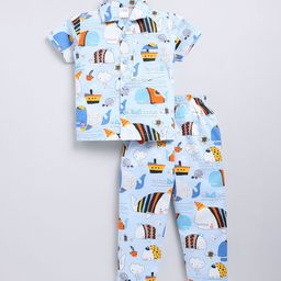 NAUTI KIDZ Boys Cartoon Characters Short Sleeves Printed Pure Cotton Night suit-image-22
