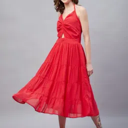 Rare Red Fit & Flare Dress-image-7