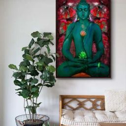 999Store Red Canvas Sitting Lord Buddha Art Canvas Painting-20