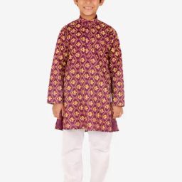 Pro-Ethic Style Developer Kids Purple & White Printed Full Sleeves Kurta with Pyjamas-41