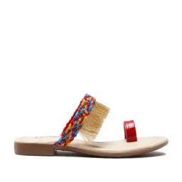 Tiny Bugs Kids Red & Beige Toe Ring Sandals-image-58