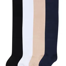 Bonjour Girls Pack Of 4 Assorted Knee High Multi-colored Stockings 11-13 Years-38