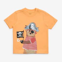 HOP Kids by Westside Orange Printed Cotton T-Shirt-image-90
