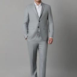 Louis Philippe Grey Slim Fit Two Piece Suits-image-33