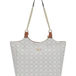 Lavie Mono Madhia White Logo Leather Large Shoulder Bag-7