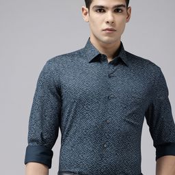 Arrow Manhattan Slim Fit Geometric Printed Pure Cotton Formal Shirt-image-74