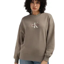 Calvin Klein Brindle Brown Cotton Women's Relaxed Fit Sweatshirt-image-76