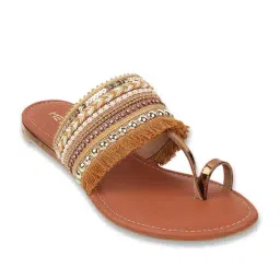 Metro Women's Antique Gold Toe Ring Sandals-picture-11