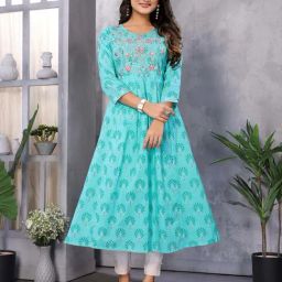 Rangita Aqua Printed Kurta-image-11