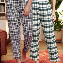 Kryptic White & Green Cotton Relaxed Fit Printed Lounge Pant - Pack of 2-image-91