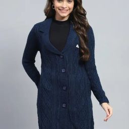 Monte Carlo Navy Wool Blend Self Full Sleeve Cardigan-image-48