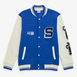 Y&F Kids by Westside Blue Text Printed Cotton-Blend Varsity Jacket-picture-2