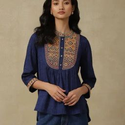 aarke Ritu Kumar Navy Embroidered Top-42
