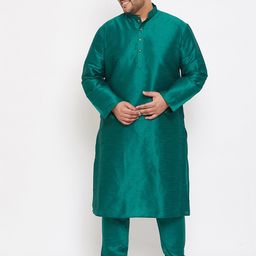 VASTRAMAY Men Green Kurta with Pyjamas-picture-36