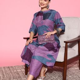 Varanga Abstract Printed Mandarin Collar Kurta with Palazzos-picture-15