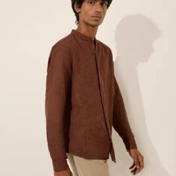 ETA by Westside Brown Textured Relaxed-Fit Cotton Shirt-image-50