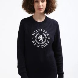 TOMMY HILFIGER Black Cotton Self Design Sweatshirt-image-98