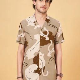 Urban Ranger by Pantaloons Sand Slim Fit Printed Shirt-picture-38
