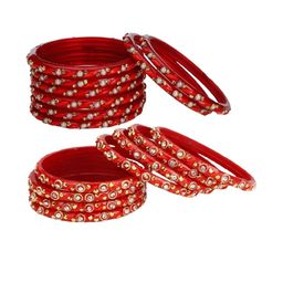 Somil Set of 2 Stylish Glass Bangles/Kadas Set of 16, Red, Red Combo Of 2 Set-picture-1