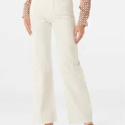 Forever New White Cotton Straight Fit High Rise Jeans-image-41