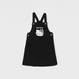 Fame Forever by Lifestyle Girls Black Embroidered Dungaree-picture-27
