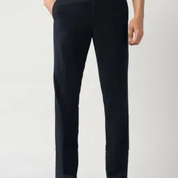Arrow Navy Blue Regular Fit Trousers-picture-11