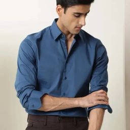 Rare Rabbit Blue Regular Fit Solid Shirt-image-37