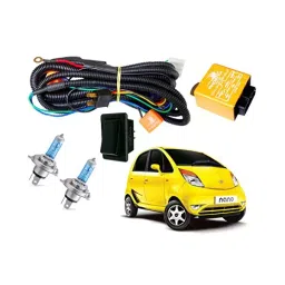 Auto Pearl Phoenix Headlamp 100/90W & 130/100W Wiring Harness Kit with Relay, Switch & Halonix H4 12V 130/100W Halogen Bulb for Tata Nano-9