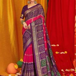 Saree Mall Pink Woven Sarees With Unstitched Blouse-picture-41
