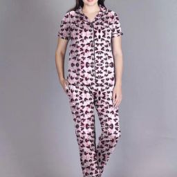 Lyra Pink & Black Cotton Printed Shirt Pyjama Set-picture-27