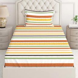 Layers Cotton Plus Multicolor Cotton Blend 120 TC Single Size Bed Sheet with Pillow Cover-image-11