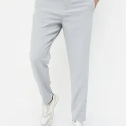 Code by Lifestyle Light Grey Regular Fit Flat Front Trousers-image-94