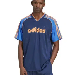 Adidas Originals Blue Loose Fit Colour Block Jersey-image-15