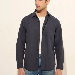WES Casuals by Westside Blue Relaxed-Fit Linen Blend Shirt-image-51