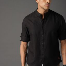 Roadster Men Black Cotton Linen Sustainable Casual Shirt-image-52