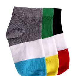 FOOTPRINTS Kids Pack Of 3 Colourblocked Organic Cotton & Bamboo Ankle-Length Socks-89