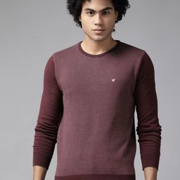 Blackberrys Men Burgundy Self-Design Pullover-image-89