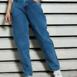 High Star Blue Relaxed Fit High Rise Jeans-image-8