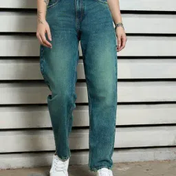 High Star Blue Relaxed Fit High Rise Jeans-image-91