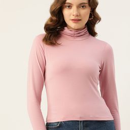 FEMEA Women Pink Solid Fitted Ruched Top-image-88