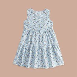 Pantaloons Junior White & Blue Cotton Printed Dress-picture-32